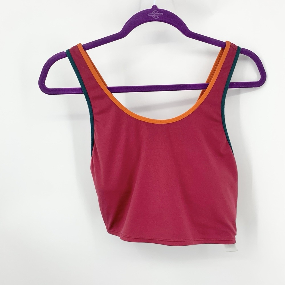 Cotopaxi Women Size Large Sports Bra Mari Crop Top Pink Pull On Cross Strap